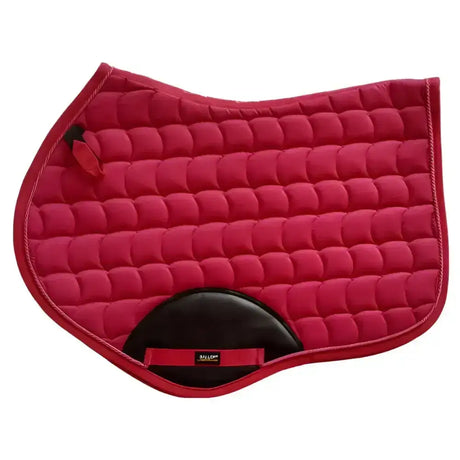Red gallop quilted close contact saddle pad with black padded area, red trim, and contoured spine design