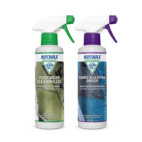 Nikwax Footwear Cleaning Gel/Fabric & Leather Proof Spray 300 ml x twin pack Footwear Accessories Barnstaple Equestrian Supplies