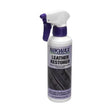 White plastic spray bottle with purple trigger of nikwax leather restorer non-aerosol spray for leather conditioners