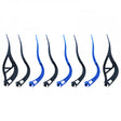 Black and blue plastic bike handlebar tape holders with sleek curved design for camel fork replacement tine pack