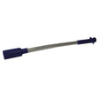 Blue plastic-handled ice scraper with metallic shaft shown with norbrook opti-mag specially designed bolus applicator metal administer