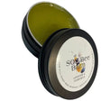Open black tin of north devon sos bee balm with devon honey lavender chamomile for soothing skin care