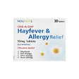 White rectangular box of noumed hayfever allergy pills with daisy design containing 30 tablets of 10mg loratadine