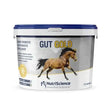 White and blue plastic bucket of nutriscience gut gold featuring a brown horse graphic to help horses achieve performance potential