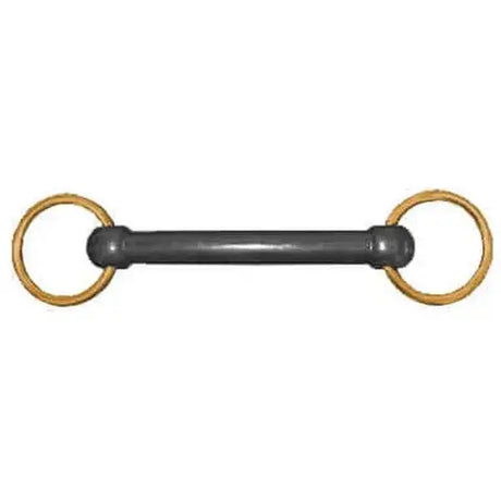 Black metal loose ring bit with gold-colored brass rings nylon bit with brass ring snaffle for riding training