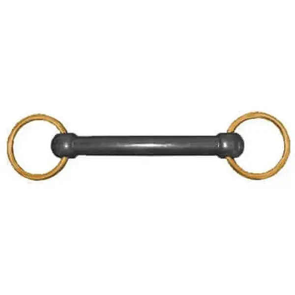 Black metal loose ring bit with gold-colored brass rings nylon bit with brass ring snaffle for riding training