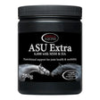 Black cylindrical container of omega asu extra 750g supplement with avocado soybean unsaponifiables for equine joint health