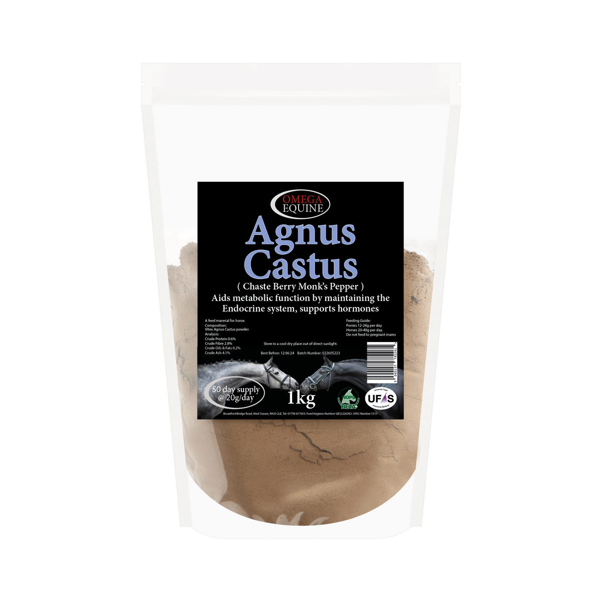 Omega Equine Agnus Castus-1kg-horse hormone supplements-Omega Equine-Barnstaple Equestrian Supplies Tack Shop