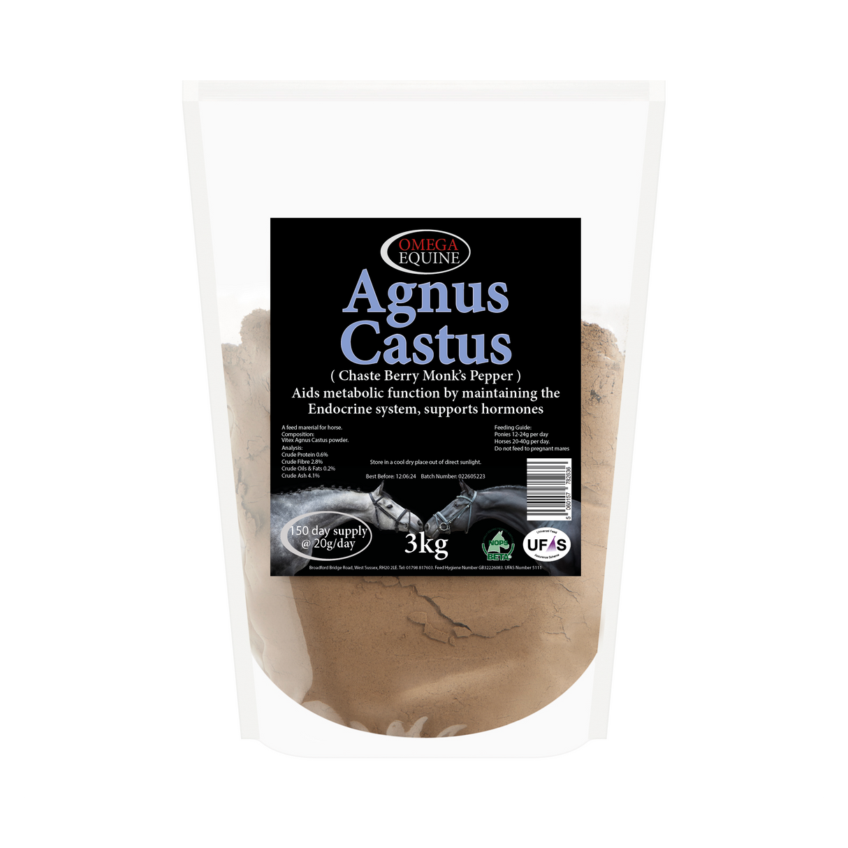 Omega Equine Agnus Castus-3kg-horse hormone supplements-Omega Equine-Barnstaple Equestrian Supplies Tack Shop