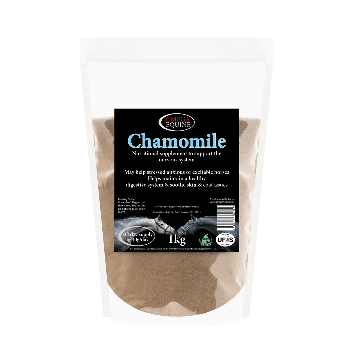Omega Equine Chamomile-1kg-Calmers For Horses-Omega Equine-Barnstaple Equestrian Supplies Tack Shop