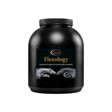 Black plastic container of omega equine flexology joint supplement with methyl sulphonyl methane for horse mobility