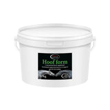White plastic bucket of omega equine hoof form with black label green text horse hoof supplements for healthy hooves