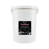 White plastic bucket of omega equine psyllium with 15kg of plantago ovata plant digestive support supplement