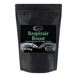 Black resealable pouch of omega equine respirair boost 1.850kg uniquely designed equine supplement for airway support