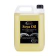 A white plastic jug with black cap filled with pale yellow omega equine soya oil that promotes excellent skin health