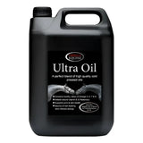 Black plastic jug of omega equine ultra sea buckthorn oil with a handle and cap for equine ultra oil care