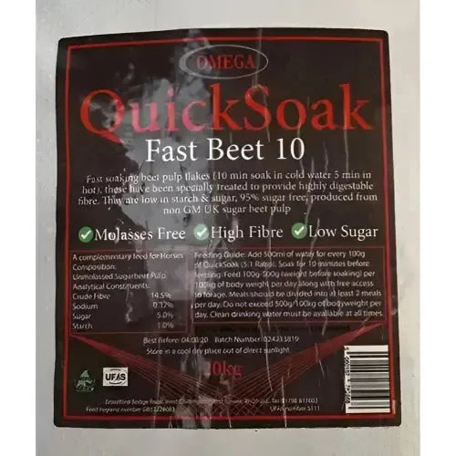 Omega Quick Soak Sugar Beet Pulp Unmolassed - Speedi Beet Alternative Horse Feeds