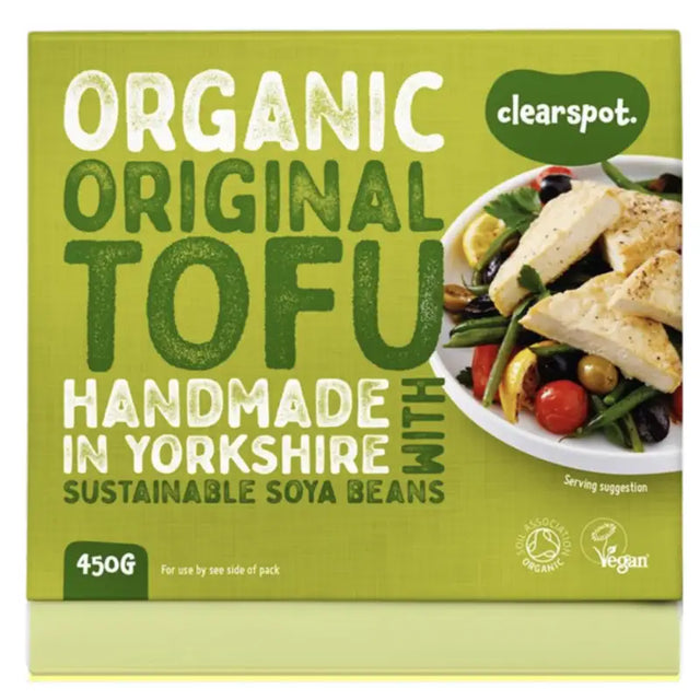 Organic plain tofu clearspot made from sustainable soya beans handmade in yorkshire perfect for cooking