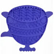 Purple silicone orva puffer fish lick mat shaped like a whale with textured ridges for dog grooming and puffer fish lick