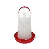 Osprey drinker red translucent plastic poultry waterer with handle for easy carrying and refilling