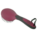 Oster mane & tail brush with maroon and black ergonomic handle and sturdy bristles offers control touch reduces hand fatigue
