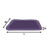 Purple rectangular tablet with rounded corners and matte finish shown with p&l country dog heavy duty waterproof duvet bed