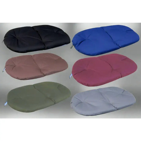 Oval heavy duty waterproof patio chair cushions in black blue rust red olive green and gray by p&l country dog heavy