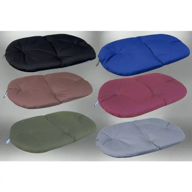 Oval heavy duty waterproof patio chair cushions in black blue rust red olive green and gray by p&l country dog heavy