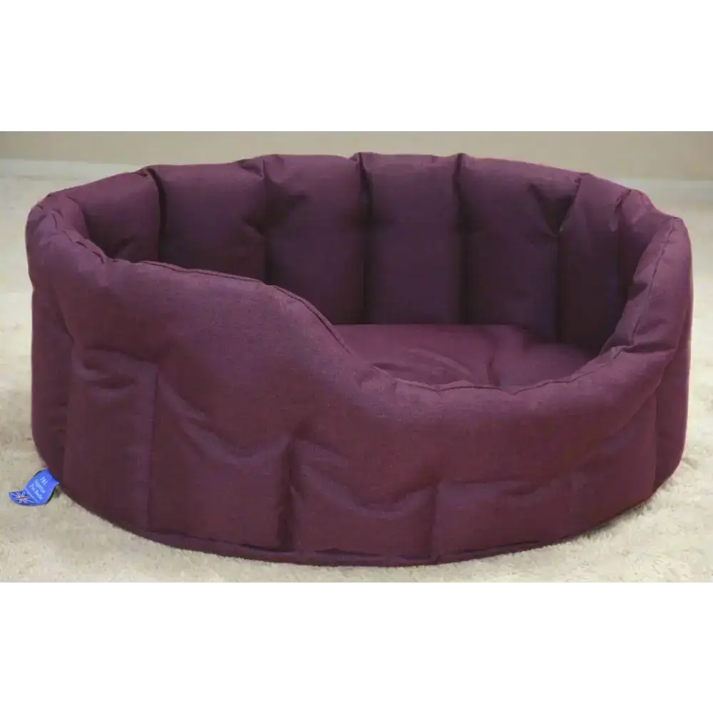 P&L Country Dog Tough Heavy Duty Oval High Sided Waterproof Dog Beds. Medium L61cm X W51cm X H22cm Red Wine Dog Beds