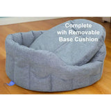 Gray textured fabric country dog tough heavy duty oval waterproof dog bed with removable base cushion