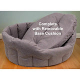 Gray plush country dog tough heavy duty oval waterproof dog bed with removable base cushion for pets