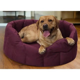 A plush deep purple heavy duty oval dog bed with quilted design from p&l country dog tough waterproof dog beds