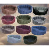 Soft plush country dog tough heavy duty oval waterproof dog beds in beige blue black pink green gray and purple colors