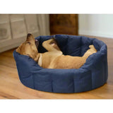 Navy blue quilted country dog tough heavy duty oval waterproof dog bed for durable outdoor comfort