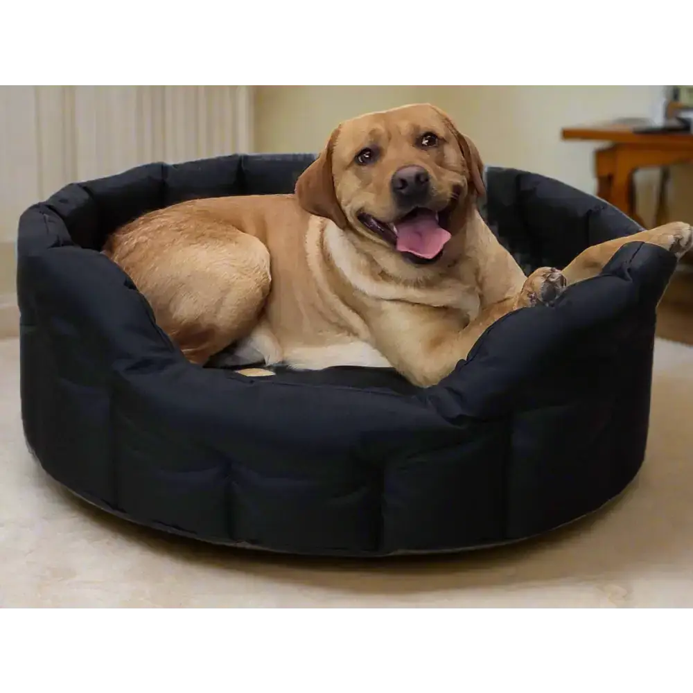 P&L Country Dog Tough Heavy Duty Oval High Sided Waterproof Dog Beds. Medium L61cm X W51cm X H22cm Black Dog Beds