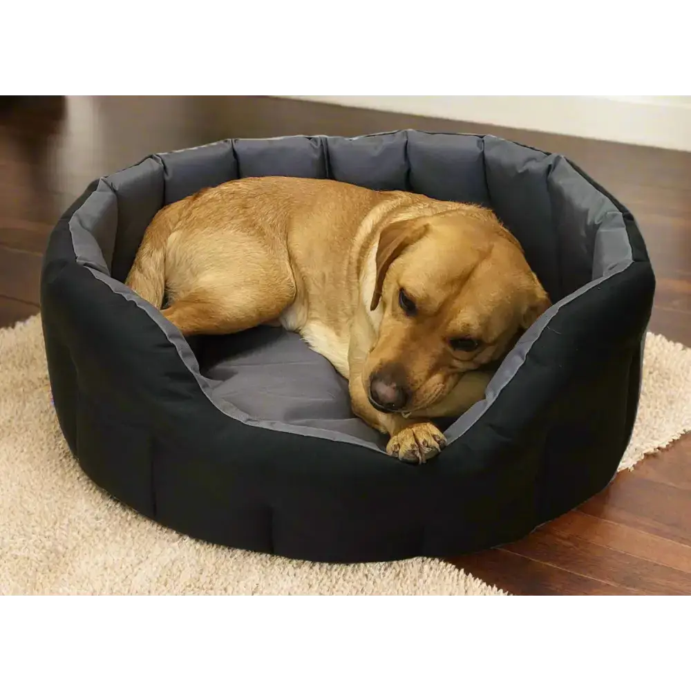 P&L Country Dog Tough Heavy Duty Oval High Sided Waterproof Dog Beds. Medium L61cm X W51cm X H22cm Black Dog Beds