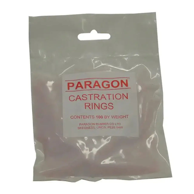 Paragon rubber castration pink rubber castration rings in clear plastic bag for use with castrating band applicator