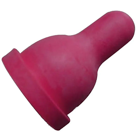 A vibrant pink silicone paragon rubber feeding lamb teat bottle with a smooth rounded design and flared base