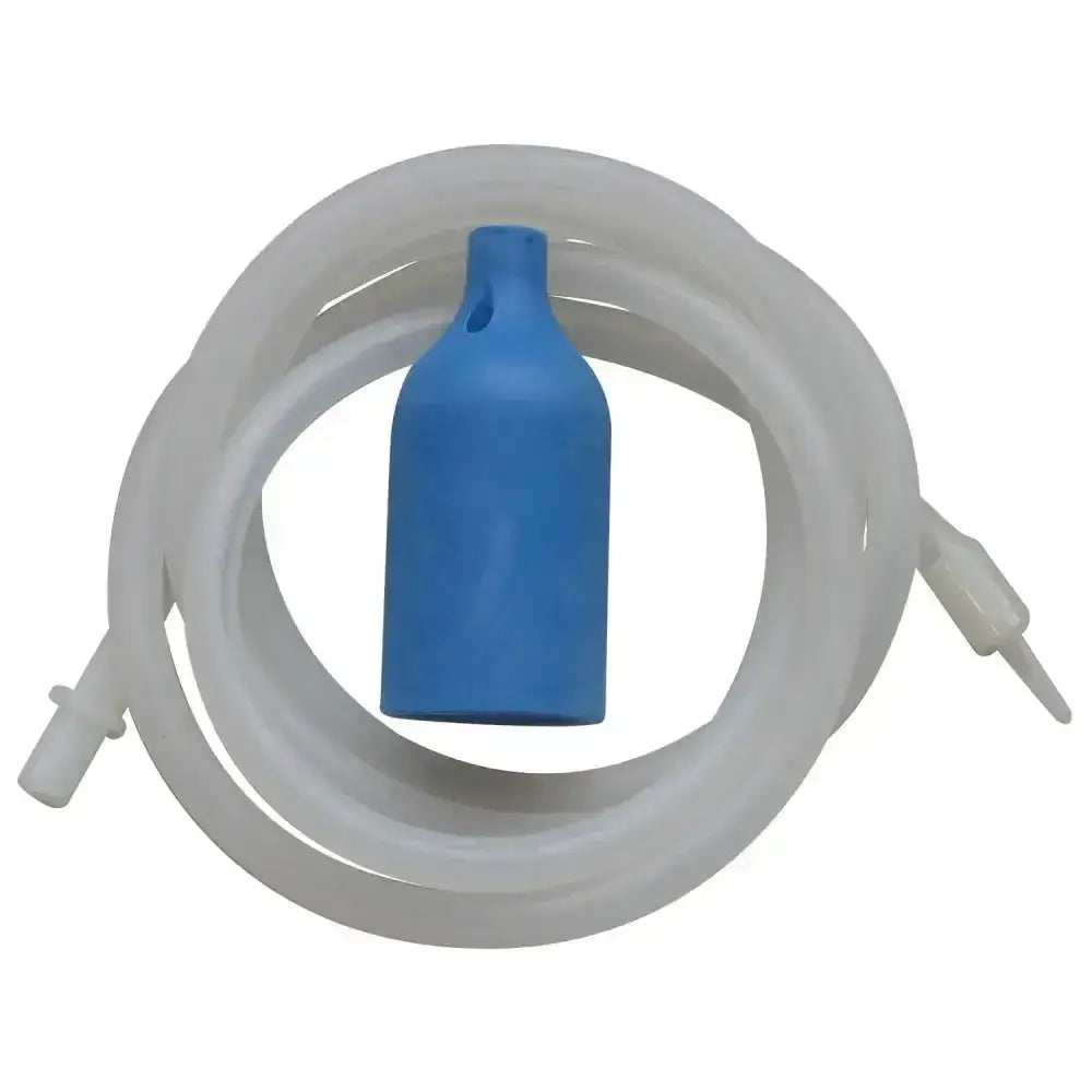 Blue silicone paragon rubber flutter valve with clear plastic tubing for valve injection apparatus without needle