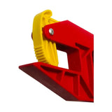 Red and yellow plastic parallax grabbit clamp with gear-like mechanism for stable accessories and grabbit makes light use