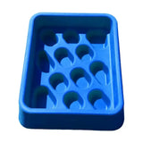 Blue plastic ice cube tray with oval compartments designed for parallax grad-dual feeder slow feeding trough for horse toys