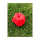 Bright red octagonal plastic training cone with central hole for parallax snack multi sided feeding use