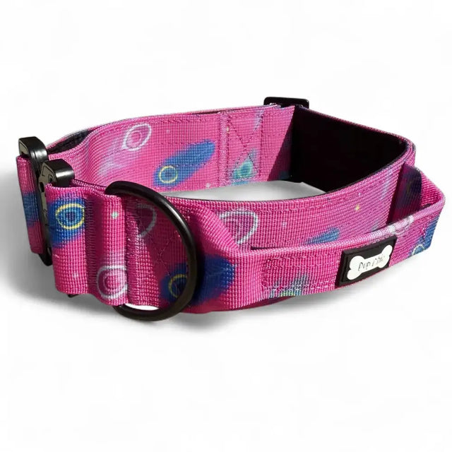 Peacock Power Tactical Dog Collar with Handle Large Pet Collars & Harnesses