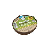 Brown circular container holding peckish natural balance coco-not wild bird feed with patent pending peckish label