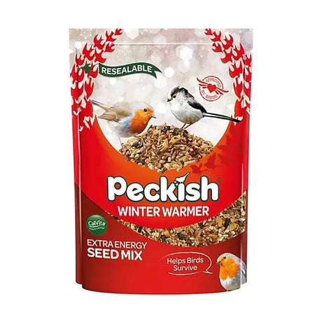 Red resealable bag of peckish winter warmer extra energy seed mix for birds perfect for winter warmer feeding