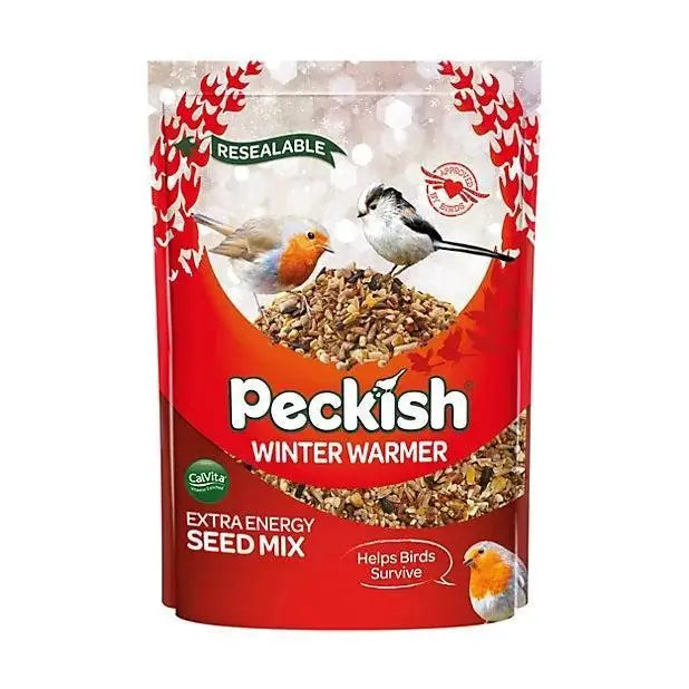 Red resealable bag of peckish winter warmer extra energy seed mix for birds perfect for winter warmer feeding