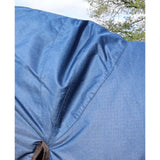 A blue pinstriped perf combo 200g medium weight turnout rug for horses with subtle sheen and neat stitching