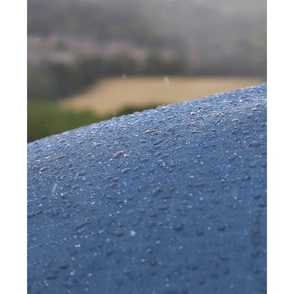 Blue textured fabric with clear water droplets on perf detachable neck 300g heavy weight turnout rug for horses