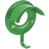 Green metal perry equestrian bridle bracket with curved design and hook to help headcollars maintain shape