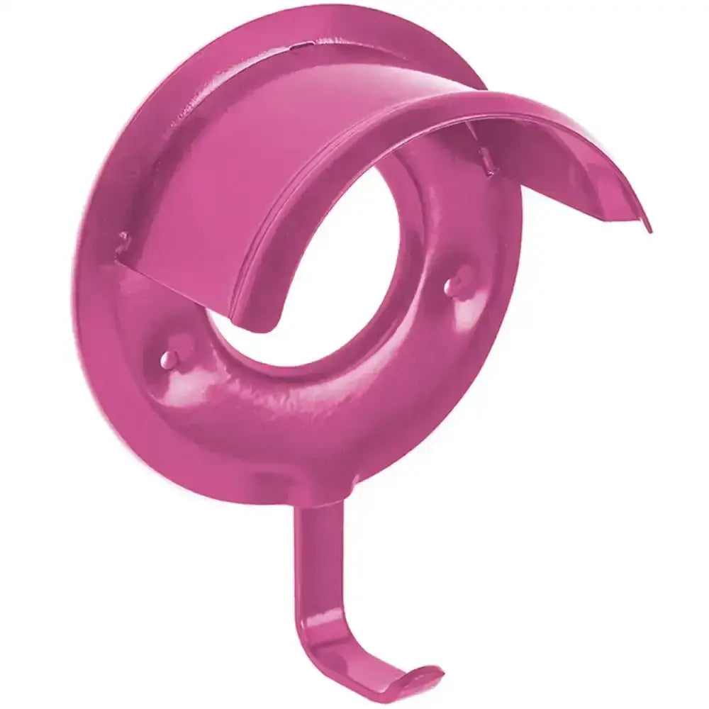 Vibrant pink metal perry equestrian bridle bracket with curved hook to help headcollars maintain shape